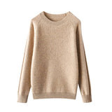 Women's Crew Neck Solid Cashmere Sweaters Long Sleeves Tops - slipintosoft