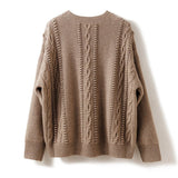 Women's Crochet Cashmere Sweater Crew Neck Cashmere Pullover - slipintosoft