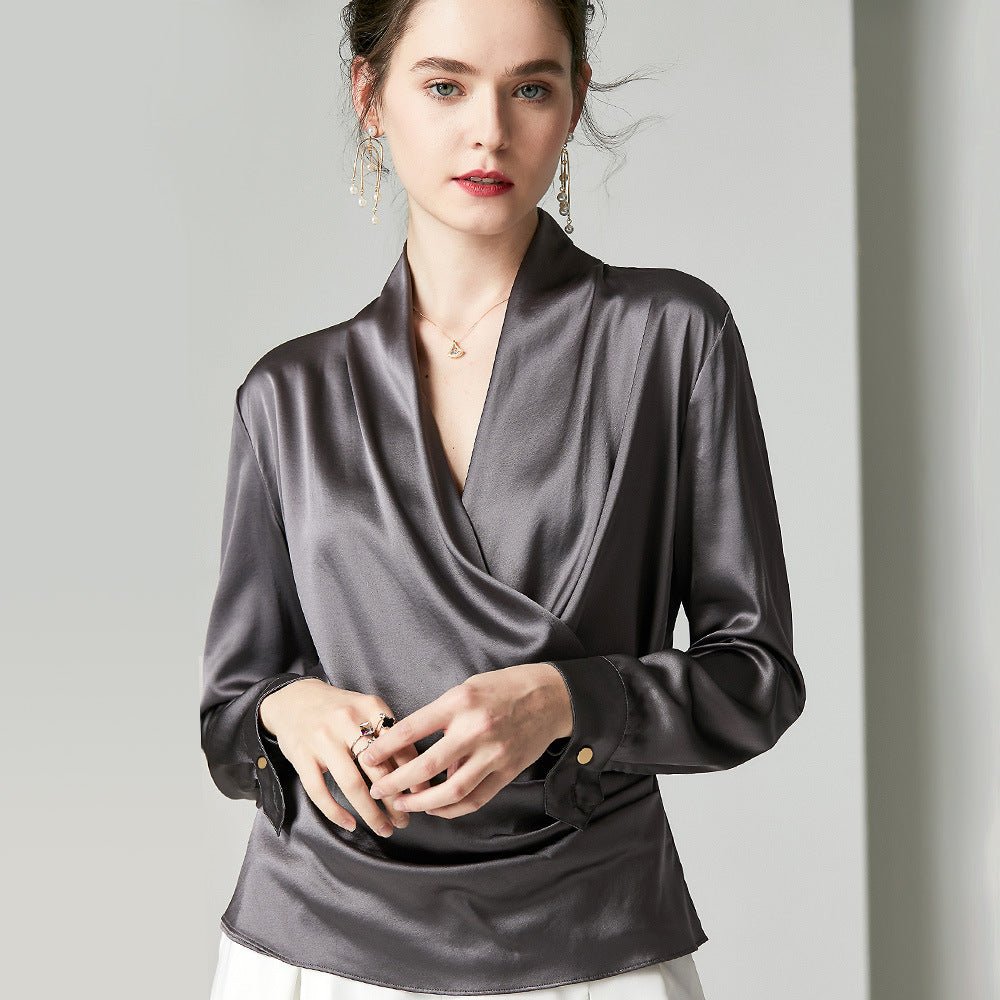 Blouse de soie élégante pour femmes 100% Mulberry Silk à manches longues