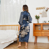 Long Silk Kimono Robe 100% Handpainted Flower Women Silk Robes - slipintosoft