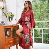 Robes Kimono à la fleur des femmes Impression florale 100% de soie kimono