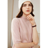 Women's Half-Sleeve Superfine 100% Cashmere Half Turtleneck Sweater - slipintosoft