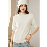 Women's Half-Sleeve Superfine 100% Cashmere Half Turtleneck Sweater - slipintosoft