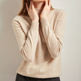 Women's Half Turtleneck Cashmere Sweater Basic Solid Cashmere Pullover - slipintosoft