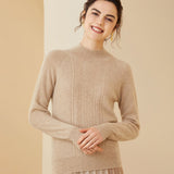 Women's Long-Sleeve Superfine 100% Cashmere Mockneck Sweater - slipintosoft