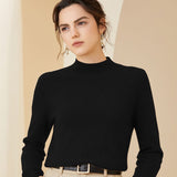 Women's Long Sleeves Cashmere Mock Neck Cashmere Sweater - slipintosoft