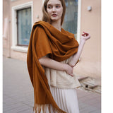 Women's Luxurious Cashmere Shawl and Wraps Large Soft Cashmere Scarf with Tassel - slipintosoft