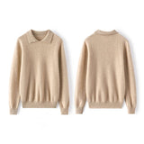 Women's Polo Collar Pullover Cashmere Sweater - slipintosoft