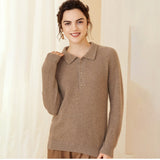 Women's Polo Neck Cashmere Sweater Long Sleeve Spring Cashmere Sweater - slipintosoft