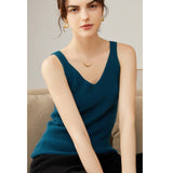 Women's Ribbed 100% Cashmere V-Neck Tank - slipintosoft