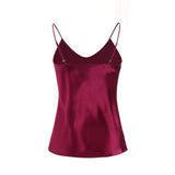 Women Short V Neck Silk Camisole Set sexy silk cami and shorts set sale - slipintosoft