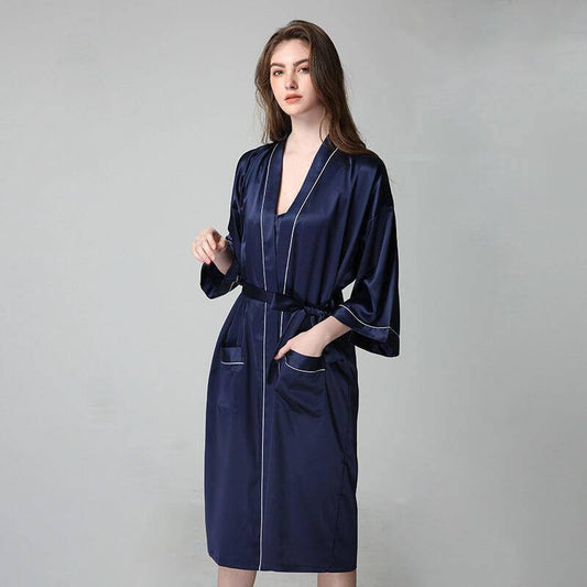 Ensemble chemise de nuit et robe en soie pour femmes, vêtements de nuit longs 100% soie de mûrier