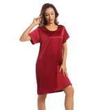 Women Silk Nightgown Short Sleeves Ladies Silk Night Dress - slipintosoft