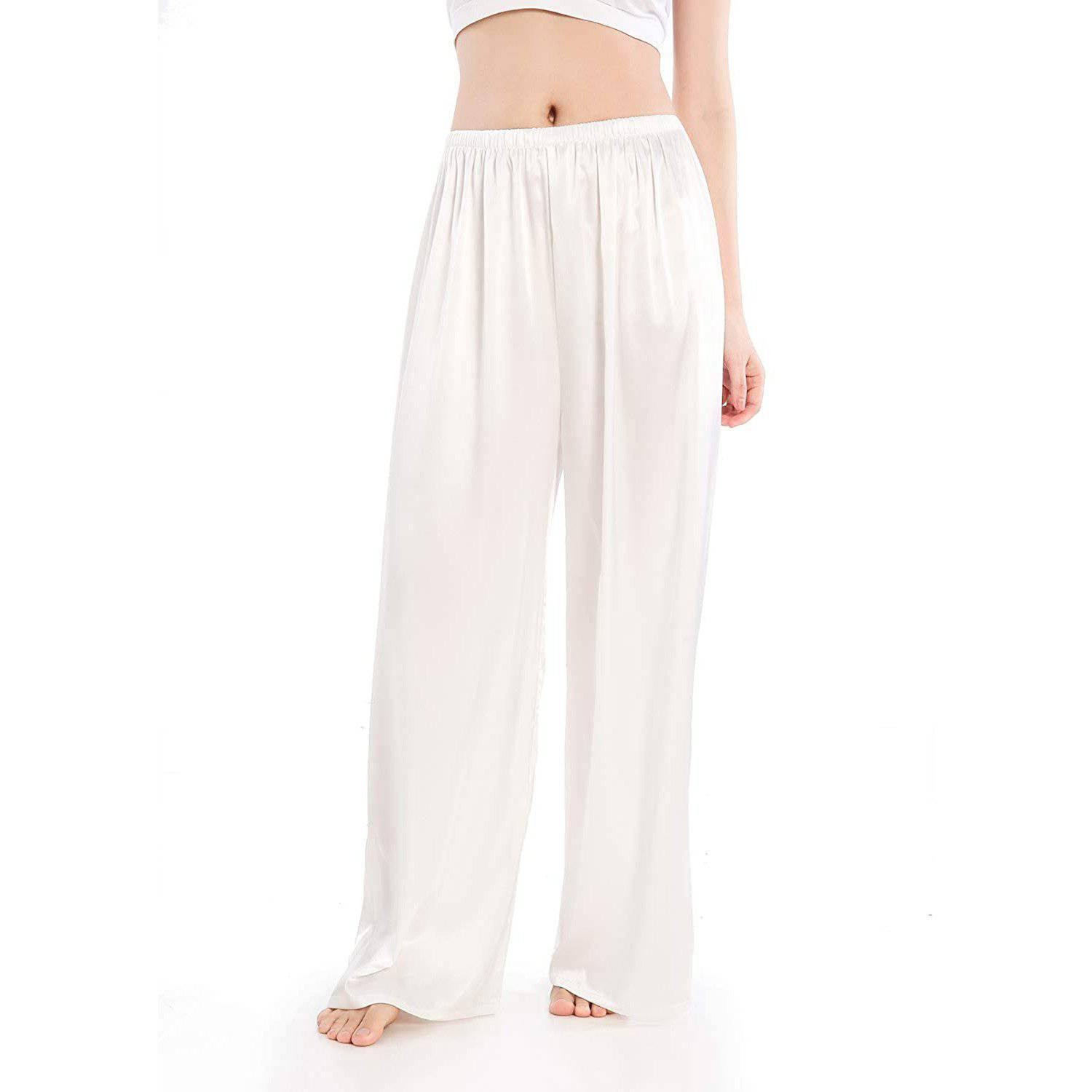 Womens Wide Leg Silk Pajama Pants Silk Casual Loose Elastic Waist Lounge Pants Pj Bottoms - slipintosoft