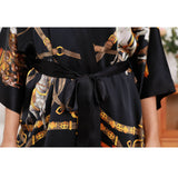 100% Long Mulberry Silk Kimono Robes Handpainted Hourse Luxury Women's Nightwear - slipintosoft