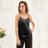 Women's Silk Tank Top Ladies Camisole Sexy Silk Loose Sleeveless Blouse Tank Shirt - slipintosoft