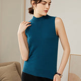 Women's Superfine 100% Cashmere Half Turtleneck Tank - slipintosoft