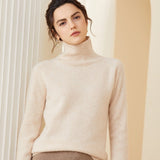 Women's Turtleneck Cashmere Sweater Classic Fit Knitted Outwear - slipintosoft