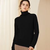 Women's Turtleneck Cashmere Sweater Classic Fit Knitted Outwear - slipintosoft