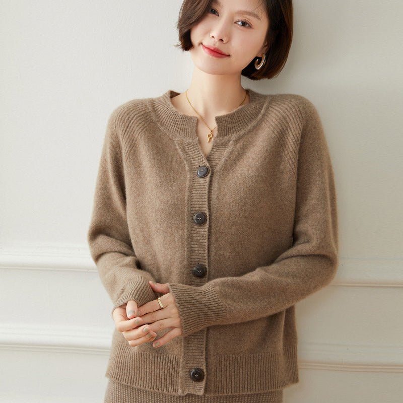 Women's V-Neck Button Front Long Sleeve Cashmere Cardigan Cashmere Cardigan Tops - slipintosoft