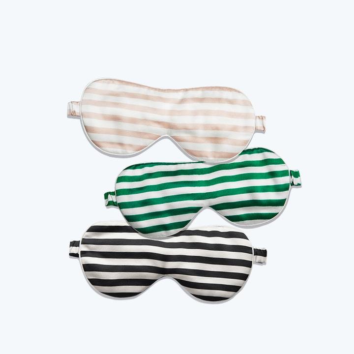 100% Women Silk Sleep Stripe Pattern Mask with Elastic Strap for Travel/Sleeping/Shift Work