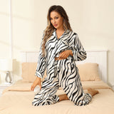 22Momme Women Silk Pajamas Set Zebra Stripe Ladies Gorgeous Silk Sleepwear - slipintosoft