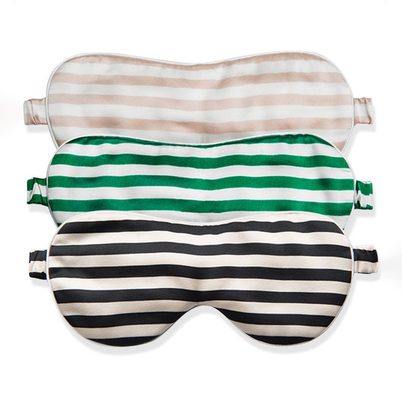 100% Silk Sleep Stripe Pattern Mask Blindfold with Elastic Strap for Women Eye Blinder for Travel/Sleeping/Shift Work