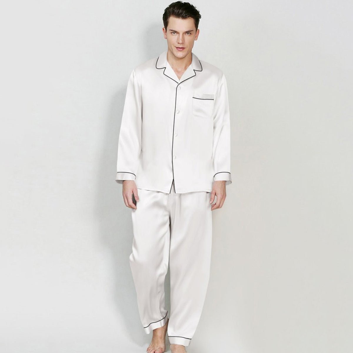Best Mens Silk Pajamas Quality Long Luxury Real Mulberry Silk Pyjamas Pure Silk Sleepwear - slipintosoft