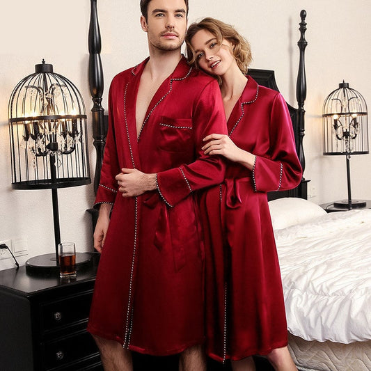 22 Momme – Robe de luxe en soie assortie pour Couple, 100% Pure soie, pour adultes, femme et homme, peignoir en soie