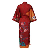 Ladies' Mulberry Silk Kimono Robe Delicate Hand Painted Cherry Blossom Elegant Nightwear - slipintosoft