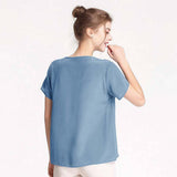 Mulberry Women Silk T-Shirt Short Sleeve Tank V Neck Ladies Silk Shirt s - slipintosoft