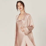 Ensemble chemise de nuit et Robe en soie de luxe pour femmes, chemise de nuit et Robe classiques en soie à manches longues