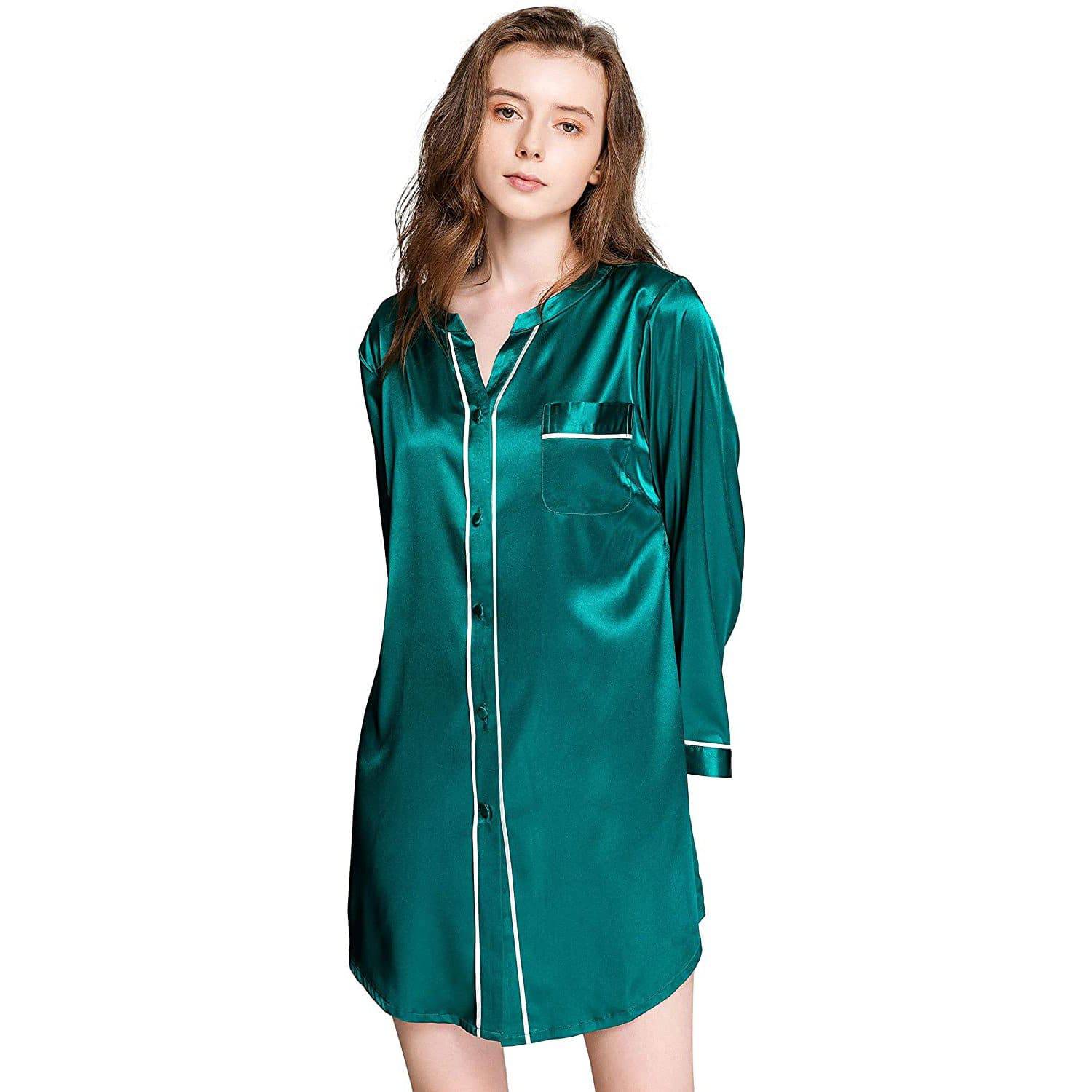 Long Sleeved Women's Sleep Shorts ladies Nightshirts -  slipintosoft