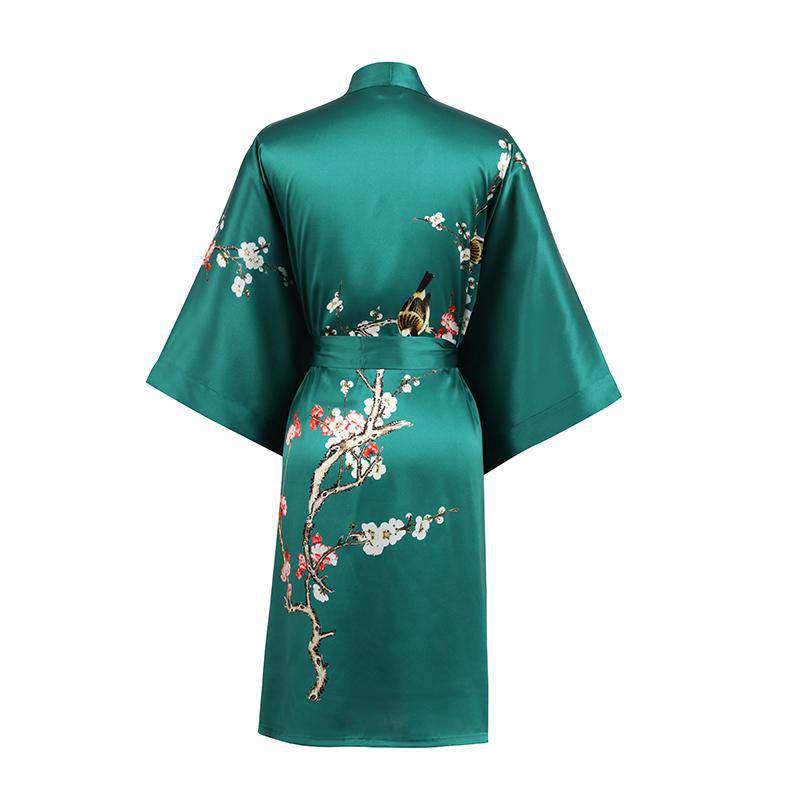Short Silk Kimono Robe Women's Cherry Blossom Personalized Silk Kimono Dressing Gown Lounge Wears For Women -  slipintosoft