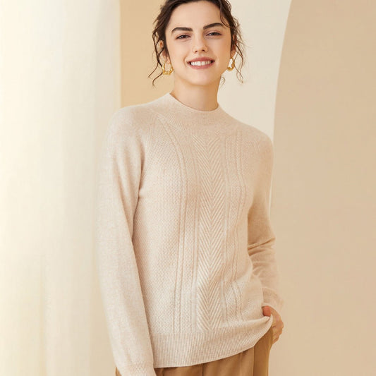 Women's Long-Sleeve Superfine 100% Cashmere Mockneck Sweater - slipintosoft