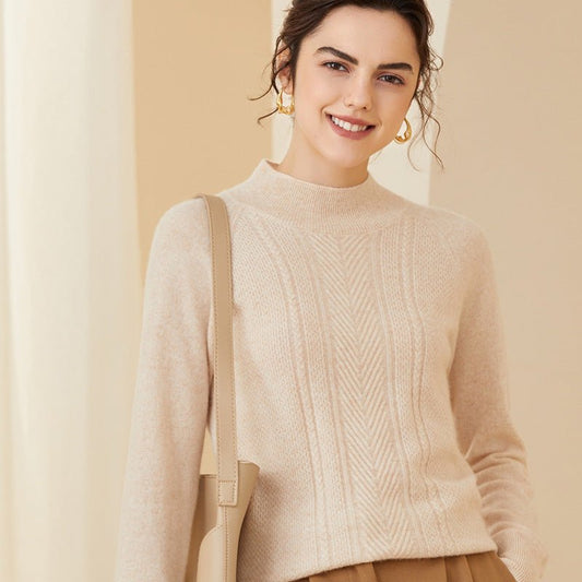 Women's Long-Sleeve Superfine 100% Cashmere Mockneck Sweater - slipintosoft