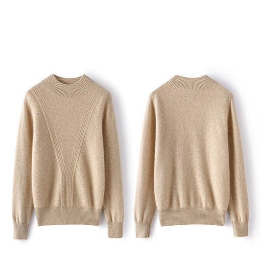 Women's Mock Neck Cashmere Sweater Long Sleeve Soft Warm Cashmere Sweater - slipintosoft