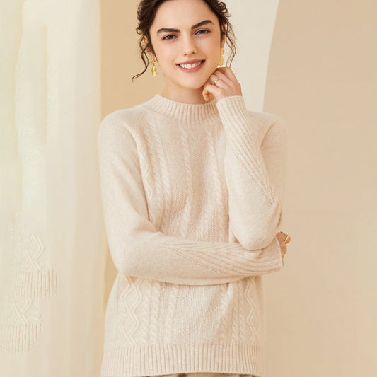 Women's Mock Neck Cashmere Sweater Long Sleeve Warm Cashmere Tops - slipintosoft