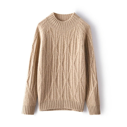Women's Mock Neck Winter Cashmere Sweater Soft Warm Cashmere Sweater - slipintosoft