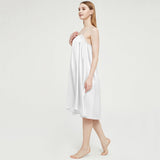 Women's Silk Nightgown with Adjusted Strap Ladies Low-cut O Necked Loose Silk Nightdress - slipintosoft