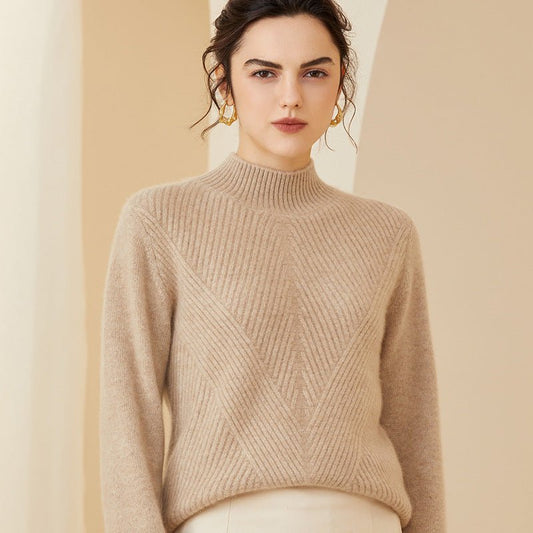 Women's Turtleneck Cashmere Sweater Long Sleeve Warm Cashmere Sweater - slipintosoft